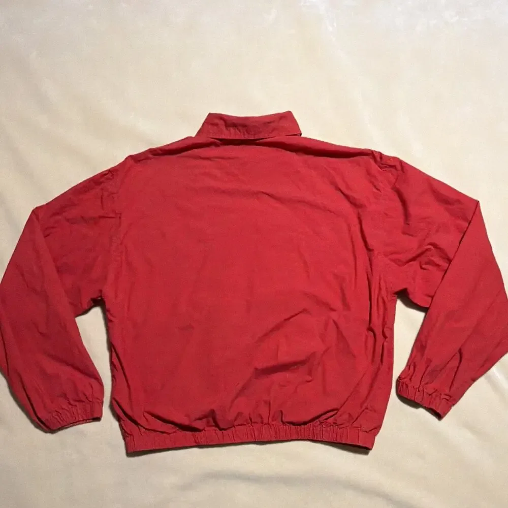 VTG Tommy Hilfiger Mens Red Harrington Sailing Coat Sz L Full Zip Logo Pockets